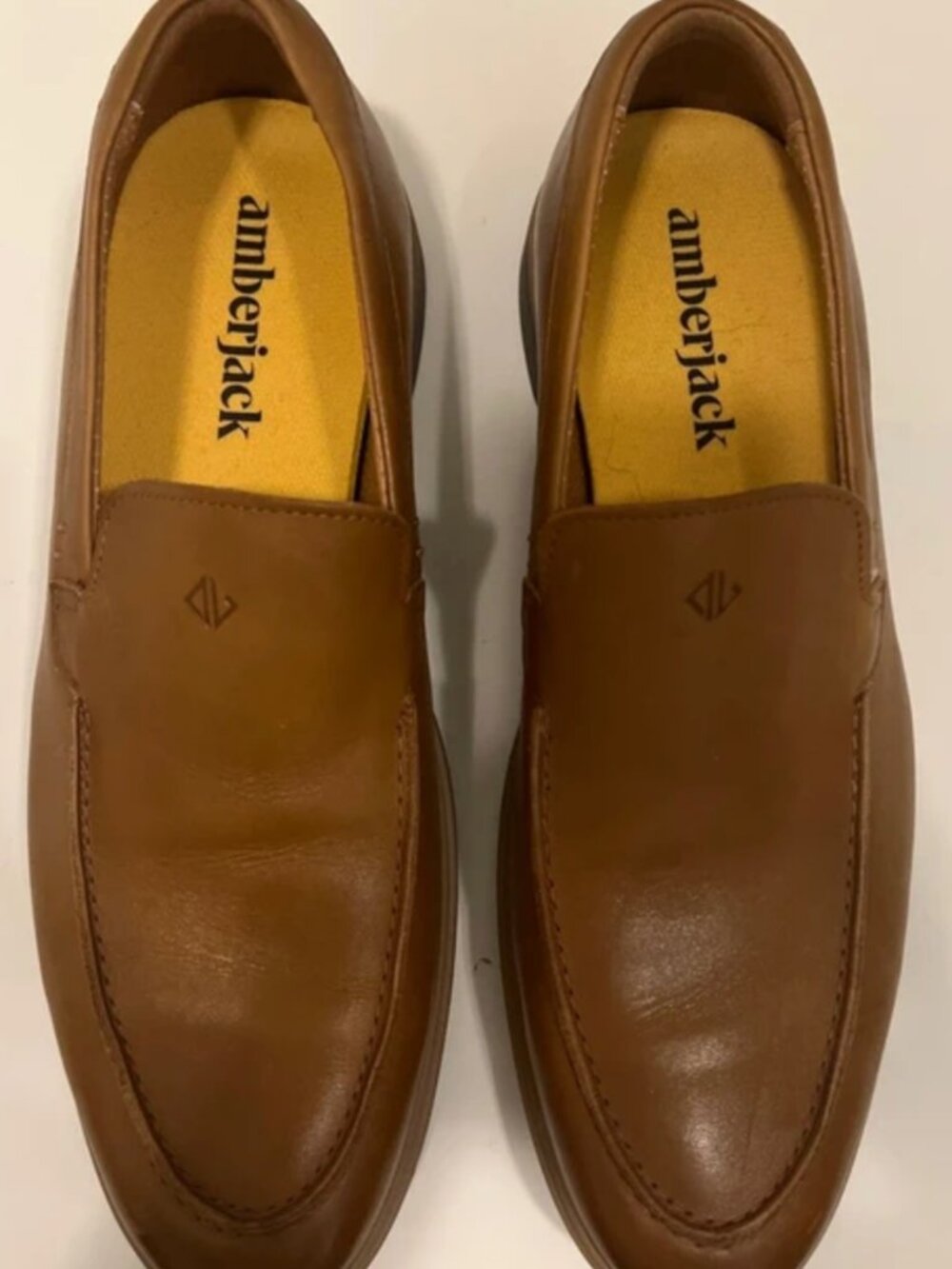 Amberjack Men’s Brown Leather Loafers Size 11 Dress Shoes + Shoe Bag